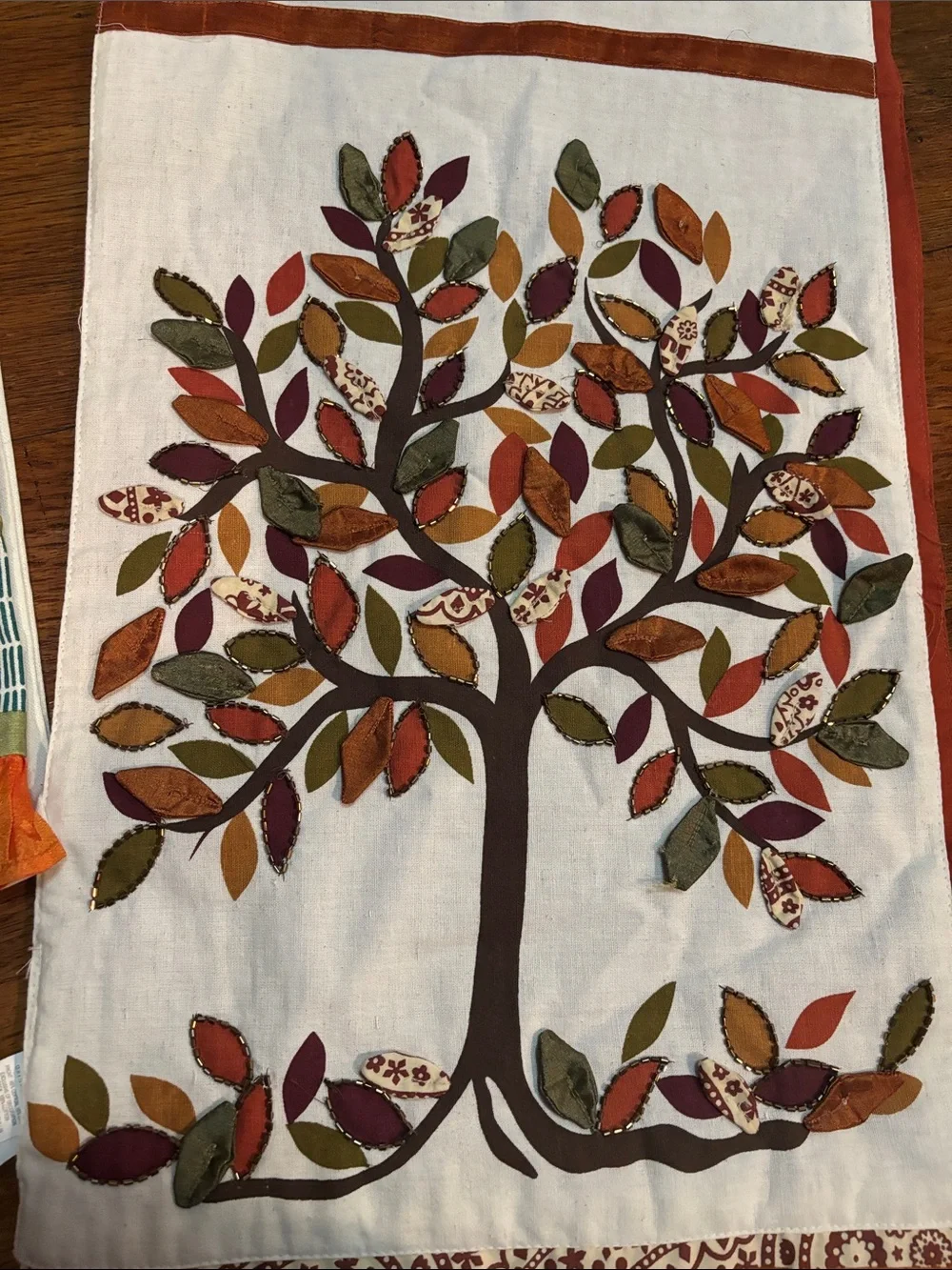 Pier 1 Fall Pumpkin & Tree Kitchen Towels & Table Runner, Orange, Green, Browns